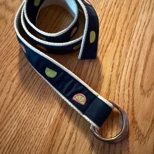 J Crew Ring Women's Belt Canvas 
Embroidered Fruits S/M Preppy.